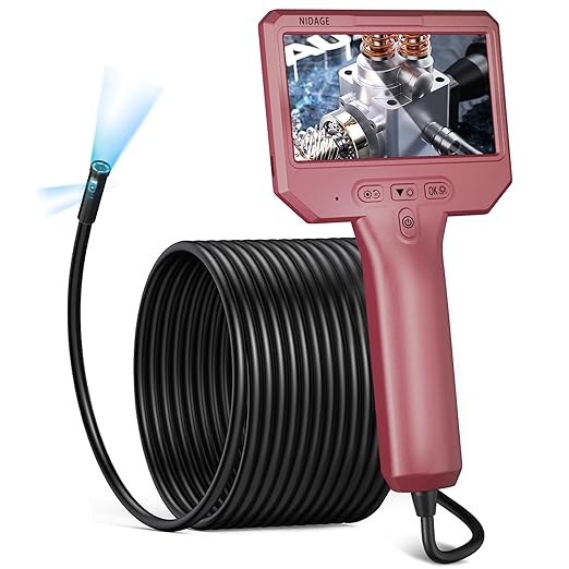 Dual-Lens Borescope Camera with Light, NIDAGE 1920P HD Endoscope Inspection Camera, IP67 Waterproof Sewer Camera with 4.3'' IPS Screen, 11.5FT Flexible Plumbing Snake Camera, Cool Gadgets for Men